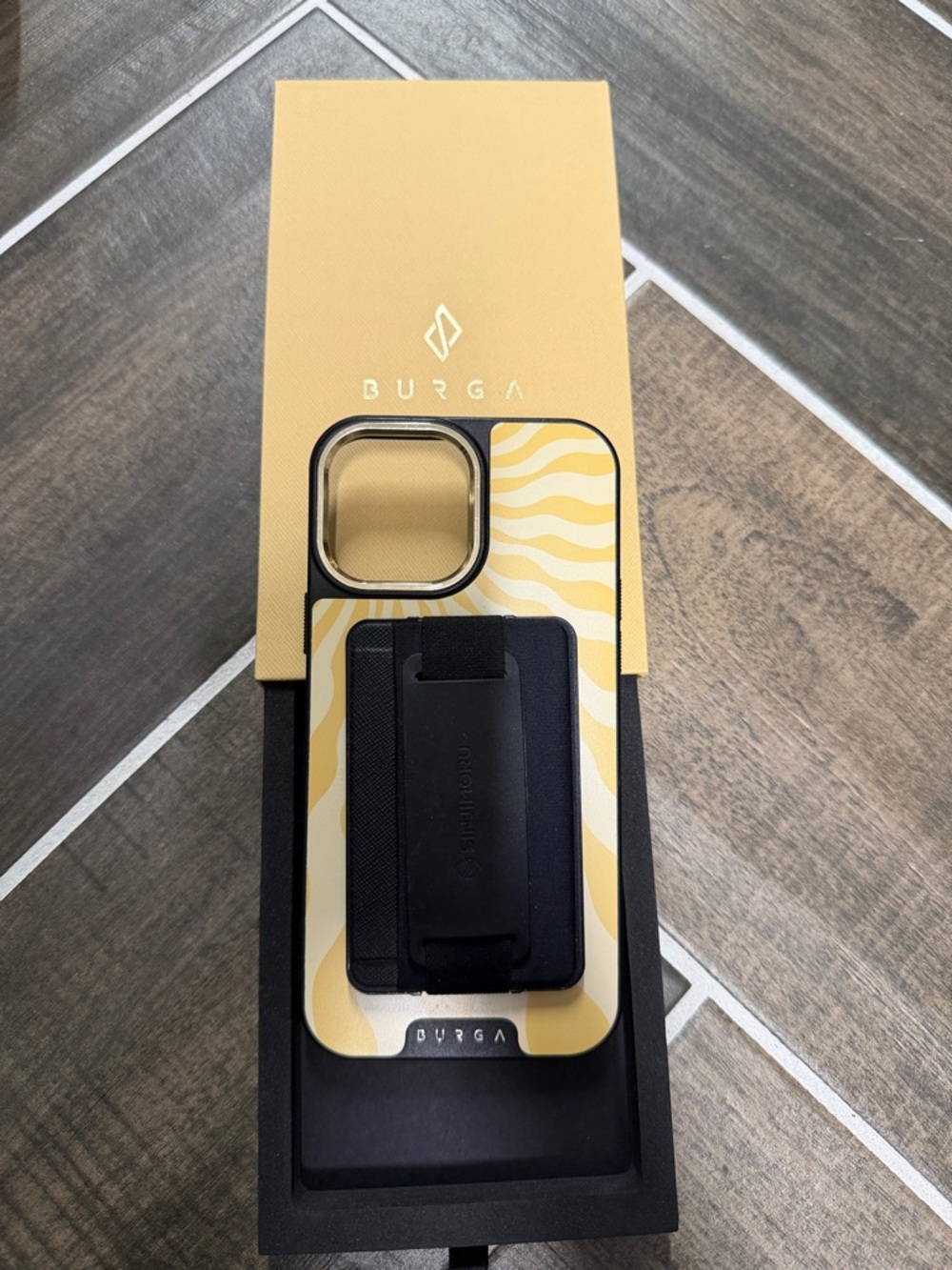 BURGA sunny bunny Yellow Wave Phone Case with Black Grip Wallet 13 pro max